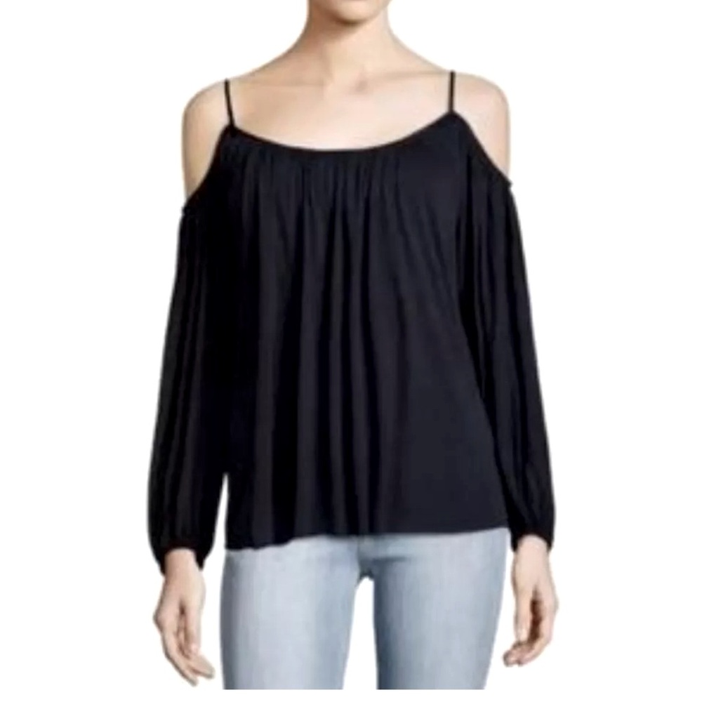 EUC- BAILEY/44 -Black Gathered Cold Shoulder Pleated size Small. Flowy & Cute